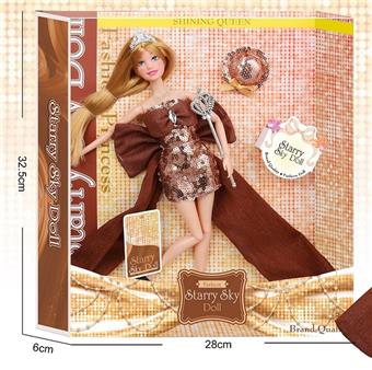 11.5-inch 11 joint bead brown series - paired with crown - bead Barbie hat - magic wand - hair clip * 2   ITEM NO.： W002229
