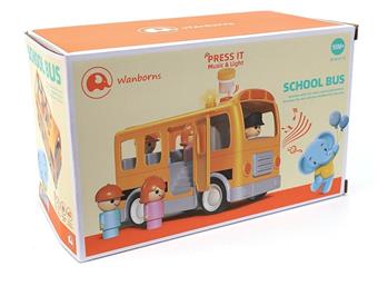 Plastic flat head school bus with music, lighting, and electricity package   ITEM NO.： W001601