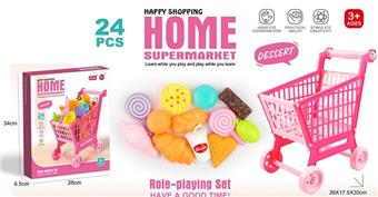 Shopping cart with dessert in color box   ITEM NO.： W001618