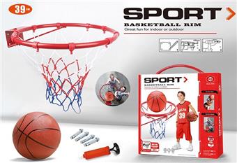 39CM IRON BASKETBALL HOOP (WITH PLASTIC HOOKS) RED   ITEM NO.： W002100