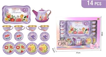 Playful tinplate tea set (violet flower style)   ITEM NO.： W001513