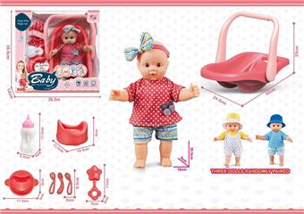 12 INCH COTTON BODY ENAMEL DOLL HANDBAG TABLEWARE SET   ITEM NO.： W001187