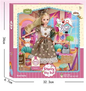 11.5-inch 12 joint 3D Eyeball Barbie Head Korean Princess - Simulation Bouquet Exquisite Accessories Bag/Bear   ITEM NO.： W002212