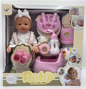 14 inch vinyl 12 tone water and urine drinking function doll+accessories   ITEM NO.： W001965