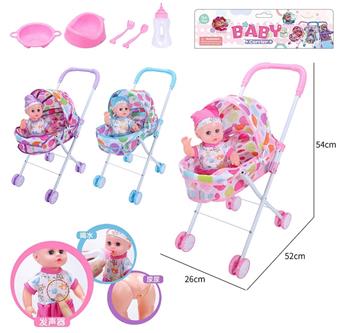14 inch drinking water male doll with handcart   ITEM NO.： W001211