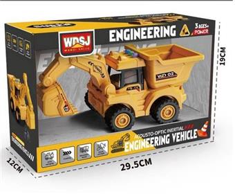 1: 18 SOUND AND LIGHT INERTIAL DUMP TRUCK - MIXED WITH EXCAVATOR, SNOW SHOVEL, AND BULLDOZER   ITEM NO.： W002352