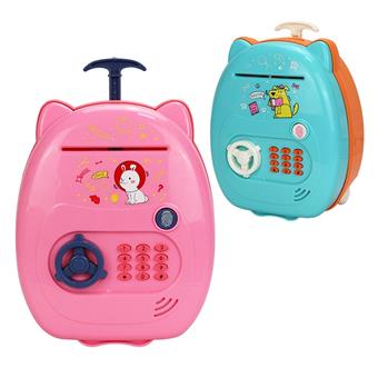 Fingerprint Cartoon Trolley Box Automatic Induction Roll Money ATM Fingerprint Password Box Deposit Box with Music Puzzle Toy   ITEM NO.： W000333