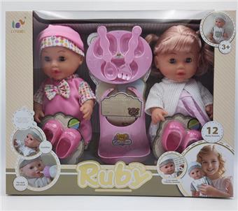 12 inch twin male and female vinyl dolls with 12 sounds for drinking water and urinating function+accessories   ITEM NO.： W001963