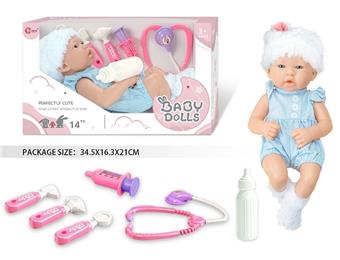 14 inch full vinyl newborn baby doll medical kit   ITEM NO.： W002365