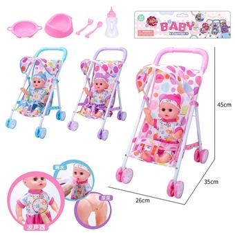 14 inch drinking water male doll with handcart   ITEM NO.： W001215