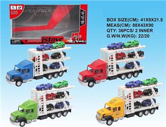 (GCC) INERTIAL FLATBED TRUCK TOWING 6 SMALL CARS   ITEM NO.： W001886