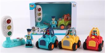 Music traffic lights+police figurines+inertia farmer's car   ITEM NO.： W001308
