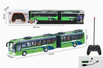 1:32 REMOTE-CONTROLLED TWO-WAY BUS WITH LED LIGHTS (INCLUDING LITHIUM BATTERY) (GREEN)   ITEM NO.： W001442