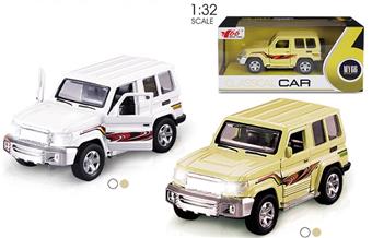 1: 32 Toyota Jeep alloy return door car with light music 1 2-color mix   ITEM NO.： W002062