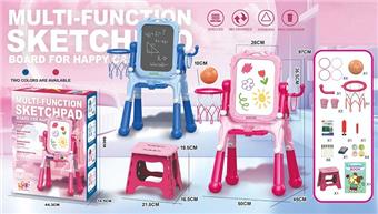 Vertical long legged double-sided writing board with chair (four in one) monochrome single/pink blue optional   ITEM NO.： W001413