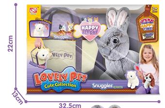 (GCC) Plush Rabbit Pure Grey Dutch Rabbit+BB Whistle+Storage Handbag+Window Box Packaging   ITEM NO.： W001418