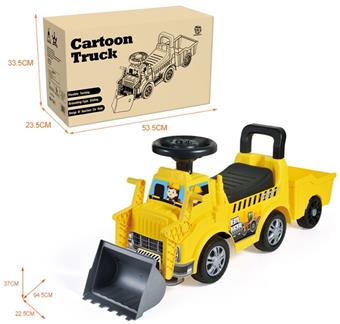 (GCC) MUSIC CARTOON STROLLER WITH REAR BUCKET, BULLDOZER (MUSIC STEERING WHEEL)   ITEM NO.： W002150