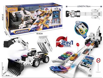 Light+music alloy deformation storage catapult engineering vehicle (equipped with 2 alloy vehicles)   ITEM NO.： W001058