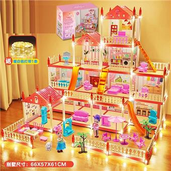【 With Light Bar 】 Deluxe Castle Villa 【 14 Rooms+2 Dolls+4 Floors+4 Terraces 】   ITEM NO.： W001300