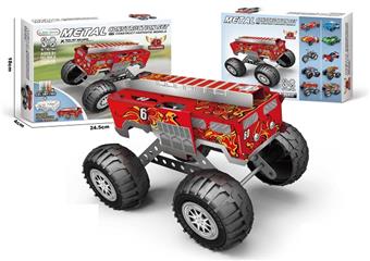Metal building blocks assembled big foot truck fire truckGraffitiPairDouble play112PCS   ITEM NO.： W000136