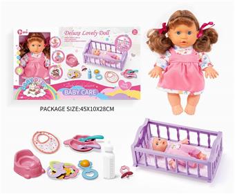Four tone 9-inch girl doll rocking bed set   ITEM NO.： W002366