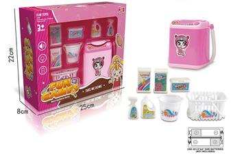 Mini electric simulation washing machine set can add water (pink) 2 * AA, not included   ITEM NO.： W002041