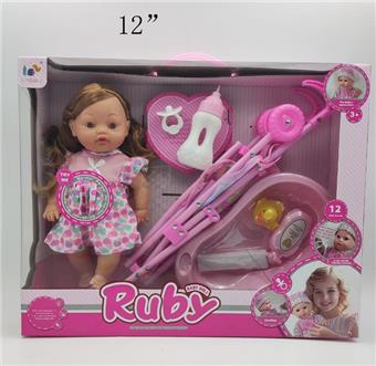 12 inch inflatable body with 12 sounds for drinking water and urinating function doll+accessories   ITEM NO.： W001975