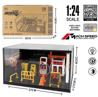 1: 24 alloy scene (fuel dispenser+charging station) (with acrylic)   ITEM NO.： W002073