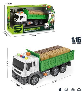 (GCC) 1:16 INERTIA WOODEN BOX TRANSPORT VEHICLE WITH LIGHTING, MUSIC, AIR PRESSURE   ITEM NO.： W001863