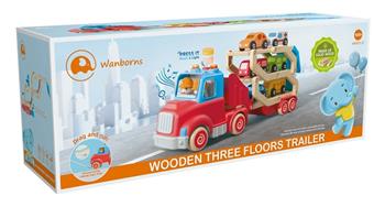 Wooden pointed 3-layer trailer with music, lighting, and electric package (orange top, yellow background/blue top, red background/red top, blue background)   ITEM NO.： W002346
