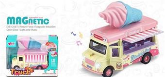 1: 36q return force alloy induction dining car (accessories: ice cream) with light and music in one color   ITEM NO.： W002072
