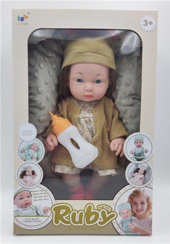 14 inch vinyl doll with 12 sound IC, pillow, and bottle   ITEM NO.： W001968