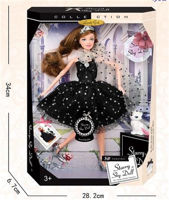 (GCC) 11.5-inch 12 Joint Diamond Doll - Flower Hairstring - Crown - Pet Cat - Scarf - Wish Card   ITEM NO.： W002210