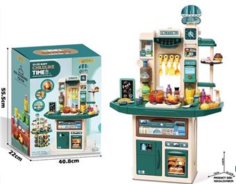 Play house grand dining table toy (with lighting and music) Green note: with ice maker, drawing board, and clay machine   ITEM NO.： W001987