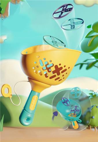 Throwing and catching flying saucers (1 launcher+4 flying saucers) green   ITEM NO.： W000049
