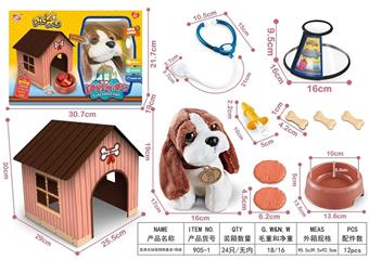 (GCC) Children's plush dog pet toy doctor set Elizabeth dog basin, dog cage, dog house, family toy   ITEM NO.： W001405