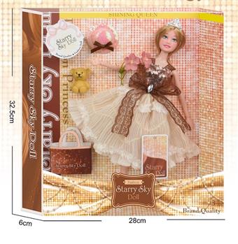 11.5-inch 11 joint bead brown series - matched with crown - exquisite hat hair clip - simulated bouquet - plastic bear   ITEM NO.： W002228