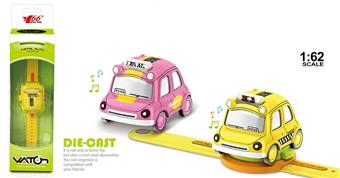 1: 62 alloy watch Q version car interactive induction with light music (one two color)   ITEM NO.： W002076