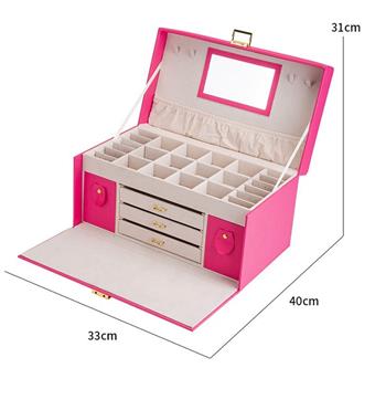 Big Rose Red 4-Layer Double Open Jewelry Box (Single Box)   ITEM NO.： W002057