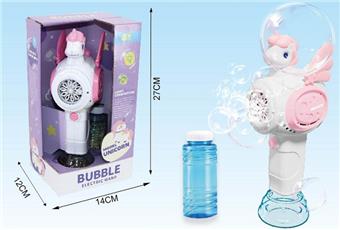 Electric Unicorn Bubble Gun with Light   ITEM NO.： W000687