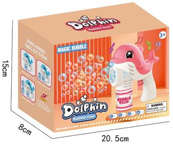 12 hole cartoon dolphin electric light music bubble gun color box packaging   ITEM NO.： W017251