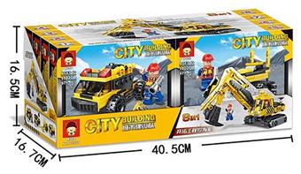 New construction excavator assembly building block series (eight in one display box, complete set of 9 shapes, can be individually shaped, can be assembled together)   ITEM NO.： W004851