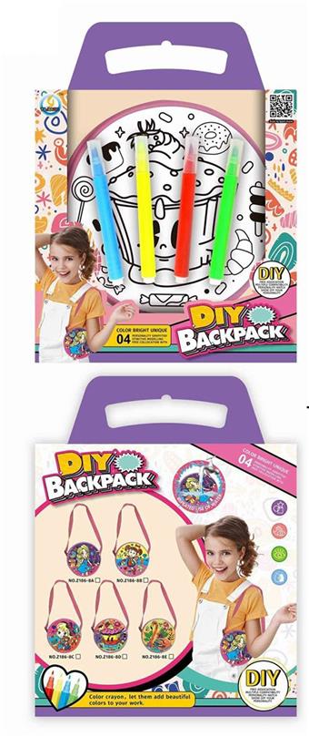 Snack graffiti washable children's graphic shoulder crossbody bag (four pack pen) for repeated use (CPC) (GCC)   ITEM NO.： W016984