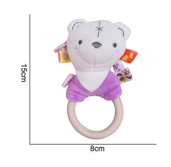 Plush toy, colored wooden ring, hand cranked ring, purple bear   ITEM NO.： W011683