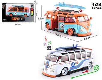 1:24 die cast zinc alloy lighting and sound effects for Volkswagen T1 bus (low slung wide body modified version)   ITEM NO.： W009144