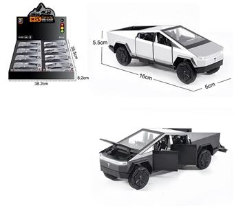 1:32 Die cast Zinc Alloy Lighting and Sound Effects Tesla Pickup Car Model 8 pieces/Display Box   ITEM NO.： W009346