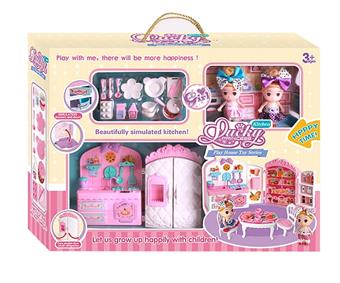Girl playing house furniture, dining table, princess doll cutlery set   ITEM NO.： W008344