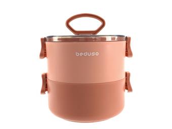 Ke Yi Circular Double layer Stainless Steel Bento Box (Medium) (1600ML)   ITEM NO.： W007371
