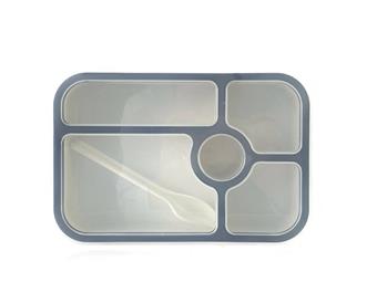 Salad meal box (five compartment sealed) (with fork spoon 1100ML) Material: PP,SILICONE   ITEM NO.： W007529