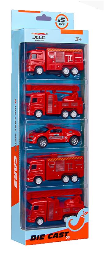 2 alloy regenerative fire trucks (4 fire trucks+1 police car)   ITEM NO.： W012050